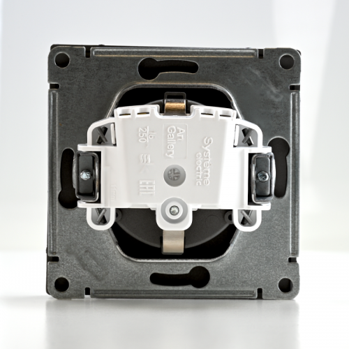 Розетка ArtGallery 16А IP20 с заземл. защ. шторки с крышкой механизм сталь SE GAL000946 GAL000946