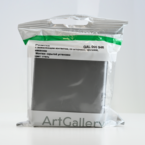 Розетка ArtGallery 16А IP20 с заземл. защ. шторки с крышкой механизм сталь SE GAL000946 GAL000946