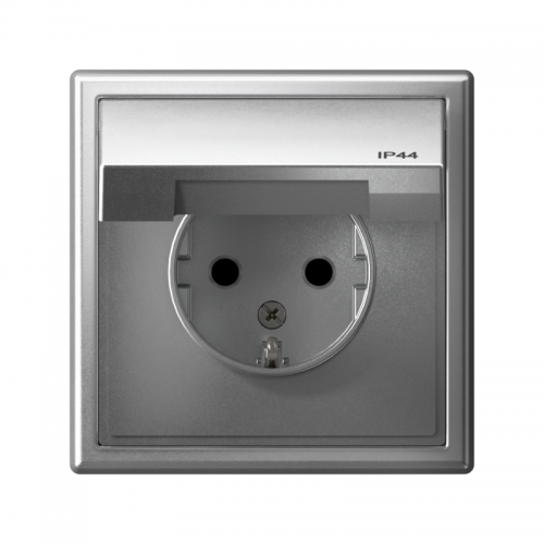 Розетка ArtGallery 16А IP44 с заземл. защ. шторки с крышкой механизм алюм. SE GAL440346 GAL440346