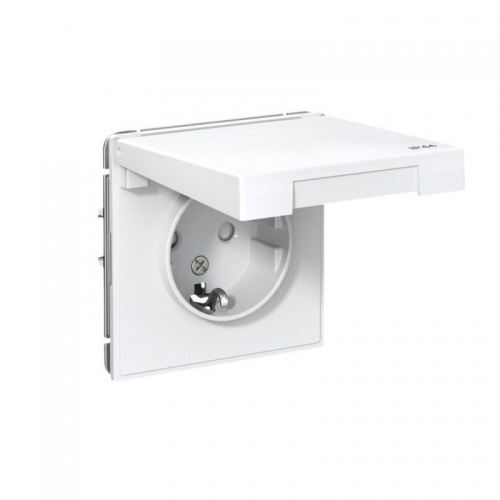 Розетка ArtGallery 16А IP44 с заземл. защ. шторки с крышкой механизм бел. SE GAL440146 GAL440146