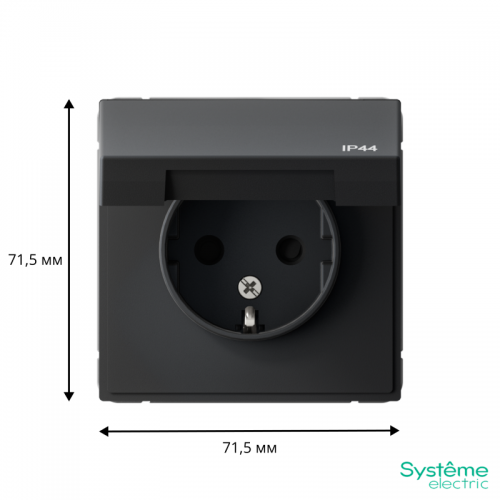 Розетка ArtGallery 16А IP44 с заземл. защ. шторки с крышкой механизм карбон SE GAL441046 GAL441046