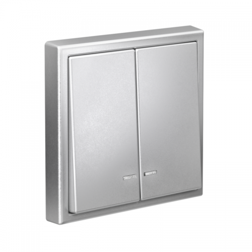 Выключатель 2-кл. ArtGallery (сх. 5а) 10AX с подсветкой механизм алюм. SE GAL000353 GAL000353