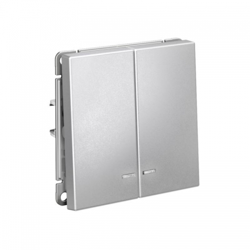 Выключатель 2-кл. ArtGallery (сх. 5а) 10AX с подсветкой механизм алюм. SE GAL000353 GAL000353