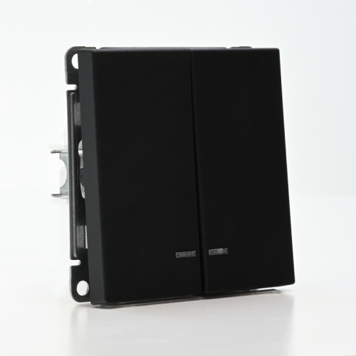 Выключатель 2-кл. ArtGallery (сх. 5а) 10AX с подсветкой механизм карбон SE GAL001053 GAL001053