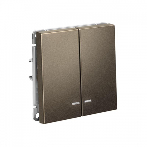 Выключатель 2-кл. ArtGallery (сх. 5а) 10AX с подсветкой механизм мокко SE GAL000653 GAL000653