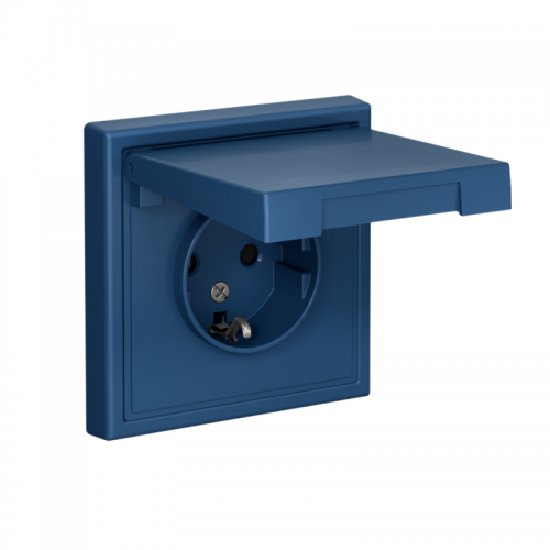 Розетка ArtGallery 16А IP20 с заземл. защ. шторки с крышкой механизм аквамарин SE GAL001146 GAL001146