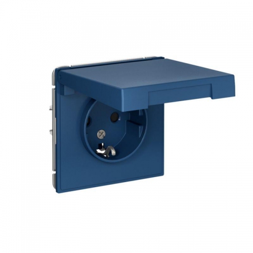 Розетка ArtGallery 16А IP20 с заземл. защ. шторки с крышкой механизм аквамарин SE GAL001146 GAL001146