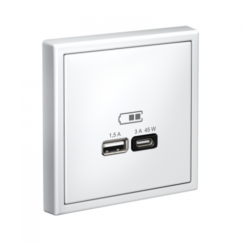 Розетка USB ArtGallery тип A+C 45Вт QC PD высокоскор. ЗУ механизм бел. SE GAL000129 GAL000129