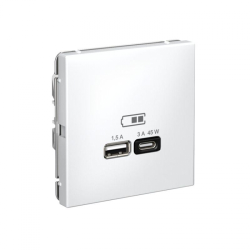 Розетка USB ArtGallery тип A+C 45Вт QC PD высокоскор. ЗУ механизм бел. SE GAL000129 GAL000129