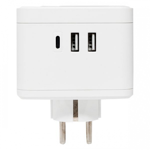 Разветвитель 3-м куб 2 гнезда 2хUSB 2.4А + тип C + ночник EKF UBA-CUB-T2-TC UBA-CUB-T2-TC