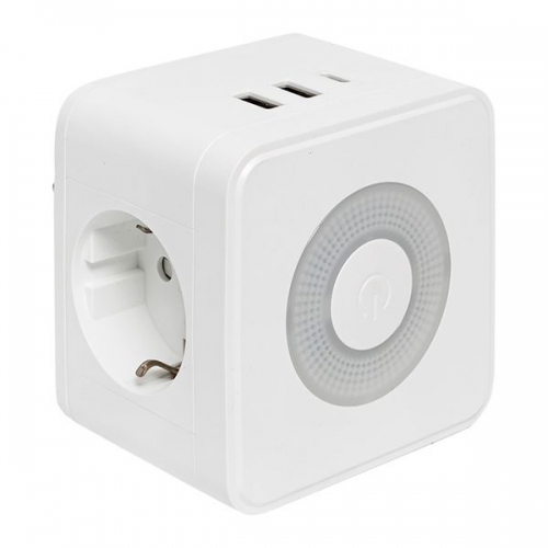 Разветвитель 3-м куб 2 гнезда 2хUSB 2.4А + тип C + ночник EKF UBA-CUB-T2-TC UBA-CUB-T2-TC