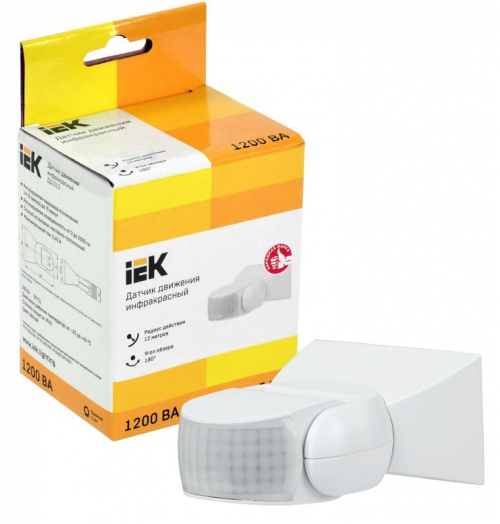 Датчик движения ДД 013 1200Вт угол обз. 180град. 12м IP65 бел. IEK LDD10-013-1100-001 LDD10-013-1100-001