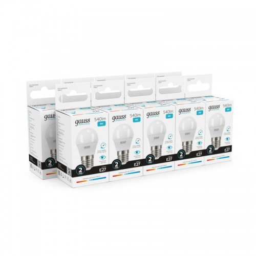 Лампа светодиодная Elementary 8Вт P45 шар 4100К нейтр. бел. E27 540лм GAUSS 53228 53228