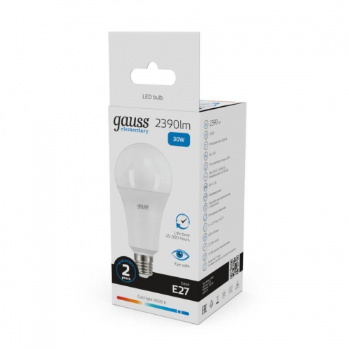 Лампа светодиодная Elementary 30Вт A67 6500К холод. бел. E27 2390лм GAUSS 73239 73239