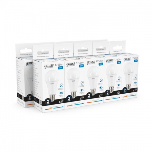 Лампа светодиодная Elementary 20Вт A60 грушевидная 6500К холод. бел. E27 1750лм GAUSS 23239 23239