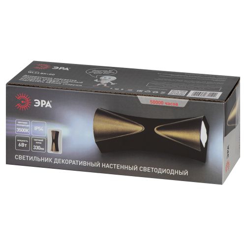 Светильник светодиодный WL43 BK+GD 6Вт 3500К для интерьера/фасадов IP54 черн./зол. Эра Б0054422 Б0054422