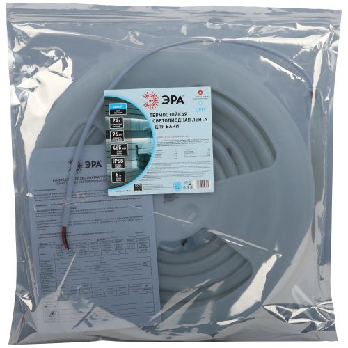 Лента светодиодная LS2835-9.6-120-24-B-IP68-5м 24В термостойкая для бани син. (в комплекте: 2 заглушки; 10 крепежей)(уп.5м) Эра Б0062350 Б0062350