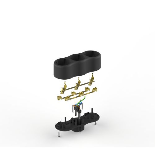 Разветвитель электрический SPx-3e-B на 3 розетки с заземл. 16А черн. Эра Б0059723 Б0059723