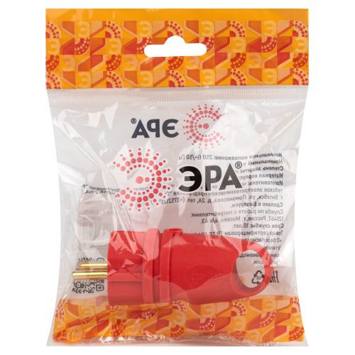 Вилка VX11-R-IP44 16А IP44 с кольцом угловая с заземл. каучук красн. ЭРА Б0055417 Б0055417