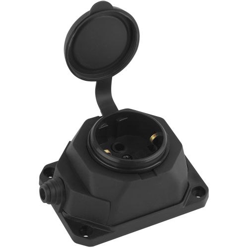 Колодка удлинителя 1-м с заземл. 16А IP44 K-1e-B-IP44 каучук черн. Эра Б0044543 Б0044543