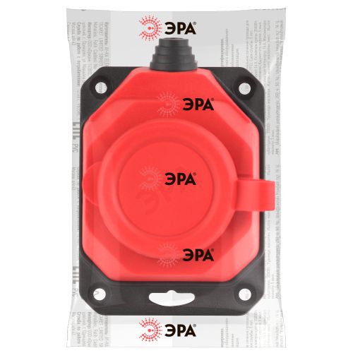 Колодка удлинителя 1-м с заземл. 16А IP44 K-1e-RED-IP44 каучук красн. Эра Б0044550 Б0044550