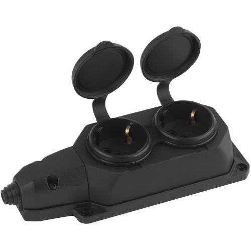 Колодка удлинителя 2-м с заземл. 16А IP44 K-2e-B-IP44 каучук черн. Эра Б0044544 Б0044544