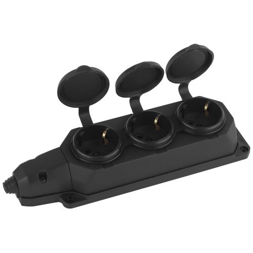 Колодка удлинителя 3-м с заземл. 16А IP44 K-3e-B-IP44 каучук черн. Эра Б0044545 Б0044545