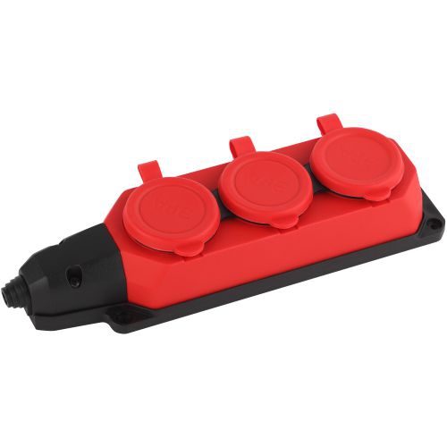Колодка удлинителя 3-м с заземл. 16А IP44 K-3e-RED-IP44 каучук красн. Эра Б0044552 Б0044552