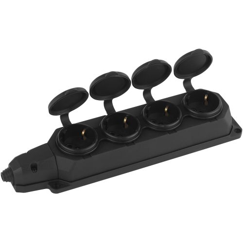 Колодка удлинителя 4-м с заземл. 16А IP44 K-4e-B-IP44 каучук черн. Эра Б0044546 Б0044546