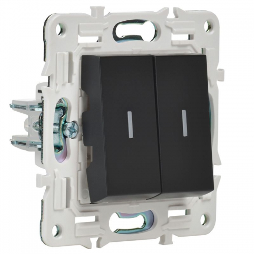 Выключатель 2-кл. SKANDY 10А SK-V09Bl с индикацией черн. IEK SK-V20-1-10-K02 SK-V20-1-10-K02