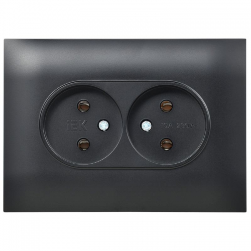 Розетка 2-м SKANDY 10А без заземл. без защ. шторок в сборе SK-R10Bl черн. IEK SK-R20-10-K02-F SK-R20-10-K02-F