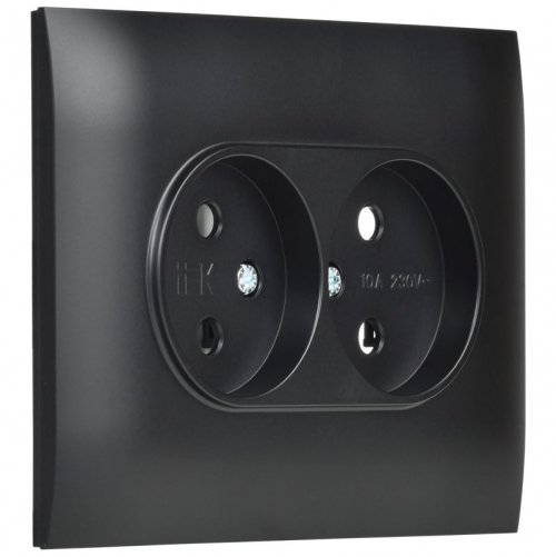 Розетка 2-м SKANDY 10А без заземл. без защ. шторок в сборе SK-R10Bl черн. IEK SK-R20-10-K02-F SK-R20-10-K02-F