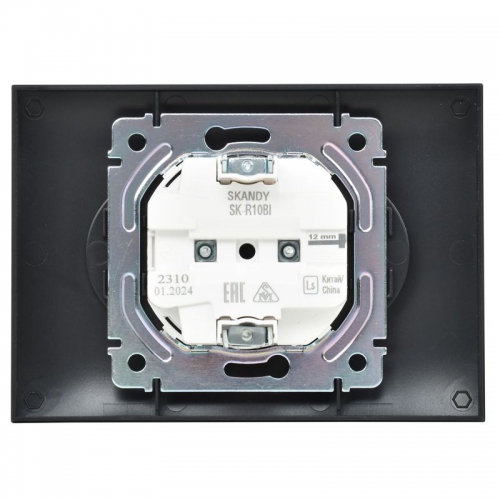 Розетка 2-м SKANDY 10А без заземл. без защ. шторок в сборе SK-R10Bl черн. IEK SK-R20-10-K02-F SK-R20-10-K02-F