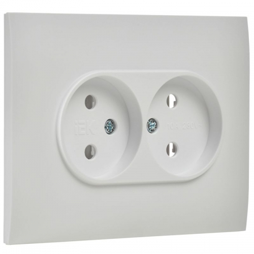 Розетка 2-м SKANDY 10А без заземл. без защ. шторок в сборе SK-R10W арктич. бел. IEK SK-R20-10-K01-F SK-R20-10-K01-F