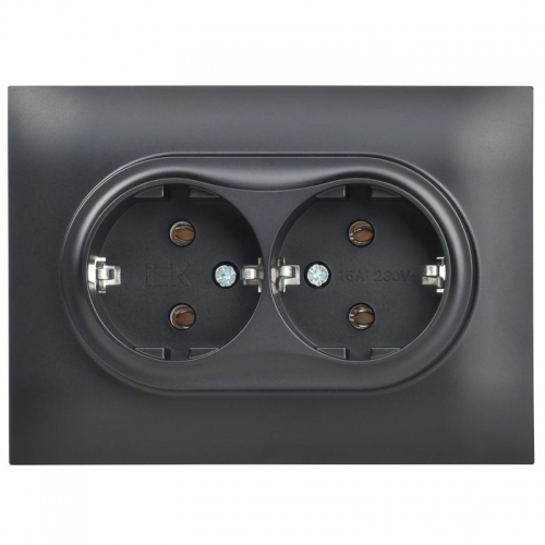 Розетка 2-м SKANDY 16А с заземл. без защ. шторок в сборе SK-R08Bl черн. IEK SK-R21-16-K02-F SK-R21-16-K02-F