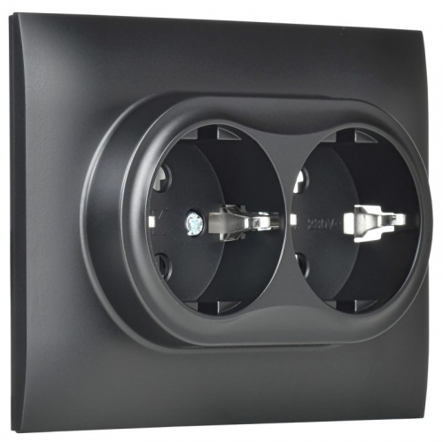 Розетка 2-м SKANDY 16А с заземл. без защ. шторок в сборе SK-R08Bl черн. IEK SK-R21-16-K02-F SK-R21-16-K02-F