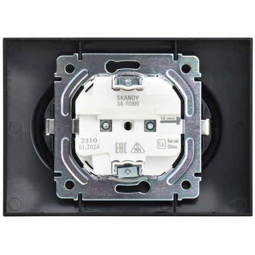 Розетка 2-м SKANDY 16А с заземл. без защ. шторок в сборе SK-R08Bl черн. IEK SK-R21-16-K02-F SK-R21-16-K02-F