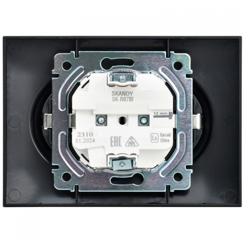 Розетка 2-м SKANDY 16А с заземл. защ. штроки в сборе SK-R07Bl черн. IEK SK-R24-16-K02-F SK-R24-16-K02-F