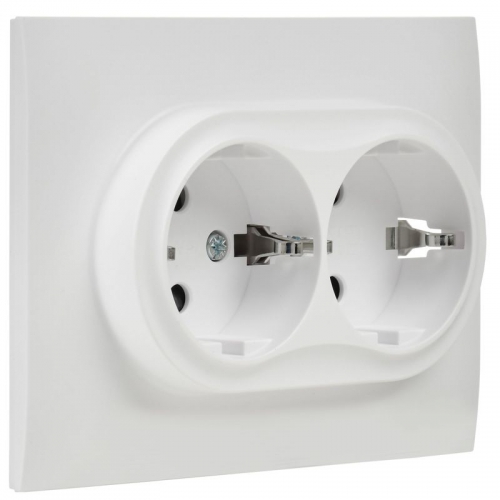 Розетка 2-м SKANDY 16А с заземл. защ. штроки в сборе SK-R07W арктич. бел. IEK SK-R24-16-K01-F SK-R24-16-K01-F