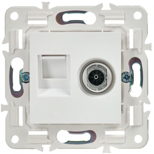 Розетка двойная TV+RJ45 кат.5E SKANDY SK-A14W арктич. бел. IEK SK-AK20-1-K01 SK-AK20-1-K01