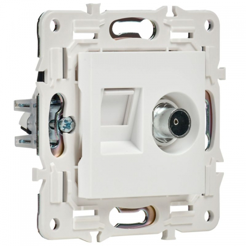 Розетка двойная TV+RJ45 кат.5E SKANDY SK-A14W арктич. бел. IEK SK-AK20-1-K01 SK-AK20-1-K01