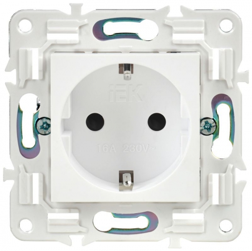 Розетка SKANDY 16А с заземл. защ. штроки SK-R04W арктич. бел. IEK SK-R14-16-K01 SK-R14-16-K01
