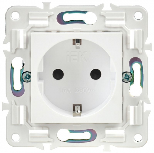 Розетка SKANDY 16А с заземл. защ. штроки б/к SK-R06W арктич. бел. IEK SK-R14-16-1-K01 SK-R14-16-1-K01