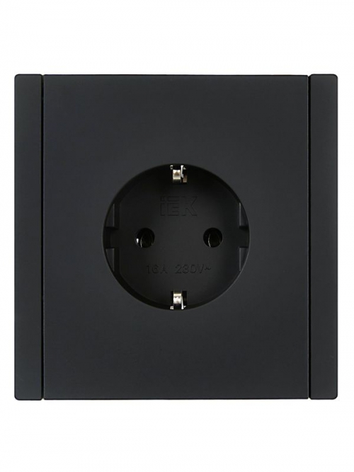 Розетка СП FORTE&PIANO FP114 16А с заземл. без защ. шторок безвинт. крепл. черн. IEK FP-R11-16-1-K02 FP-R11-16-1-K02