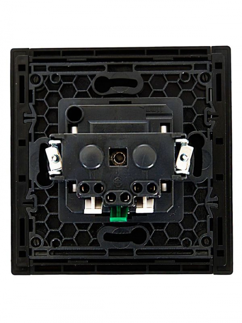 Розетка СП FORTE&PIANO FP114 16А с заземл. без защ. шторок безвинт. крепл. черн. IEK FP-R11-16-1-K02 FP-R11-16-1-K02