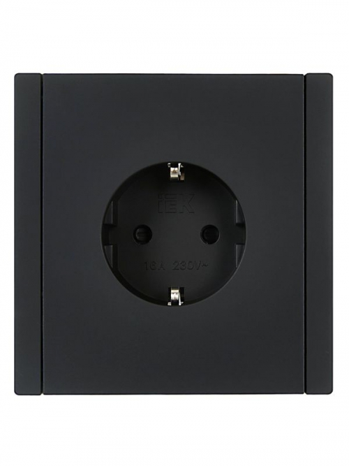 Розетка СП FORTE&PIANO FP115 16А с заземл. защ. шторки винт. крепл. черн. IEK FP-R14-16-K02 FP-R14-16-K02