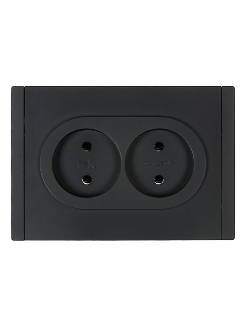 Розетка 2-м СП FORTE&PIANO FP126 10А без заземл. без защ. шторок безвинт. крепл. черн. IEK FP-R20-10-1-K02 FP-R20-10-1-K02
