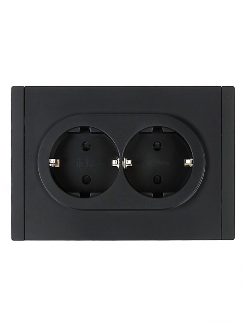 Розетка 2-м СП FORTE&PIANO FP123 16А с заземл. защ. шторки безвинт. крепл. черн. IEK FP-R24-16-1-K02 FP-R24-16-1-K02