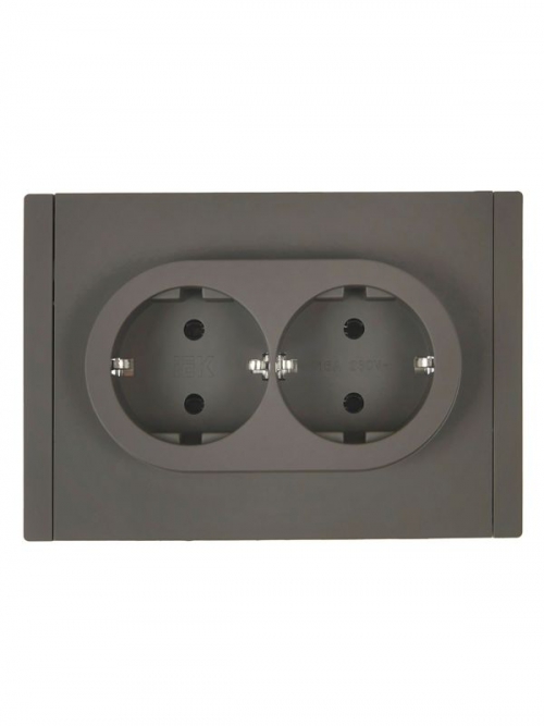 Розетка 2-м СП FORTE&PIANO FP324 16А с заземл. без защ. шторок безвинт. крепл. сер. IEK FP-R21-16-1-K03 FP-R21-16-1-K03