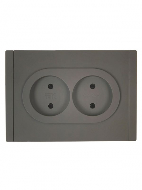 Розетка 2-м СП FORTE&PIANO FP326 10А без заземл. без защ. шторок безвинт. крепл. сер. IEK FP-R20-10-1-K03 FP-R20-10-1-K03